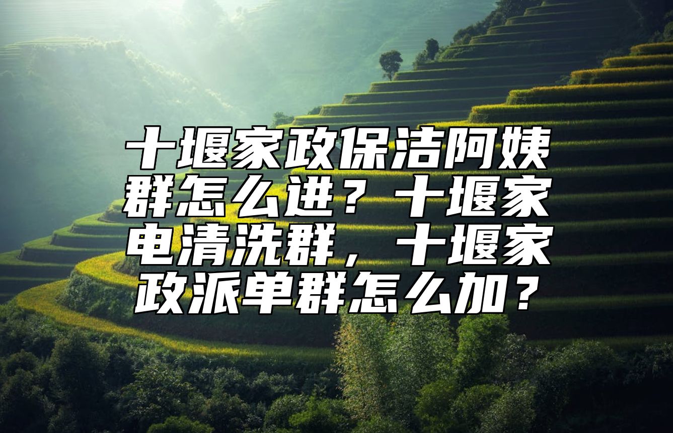 十堰家政保洁阿姨群怎么进？十堰家电清洗群，十堰家政派单群怎么加？