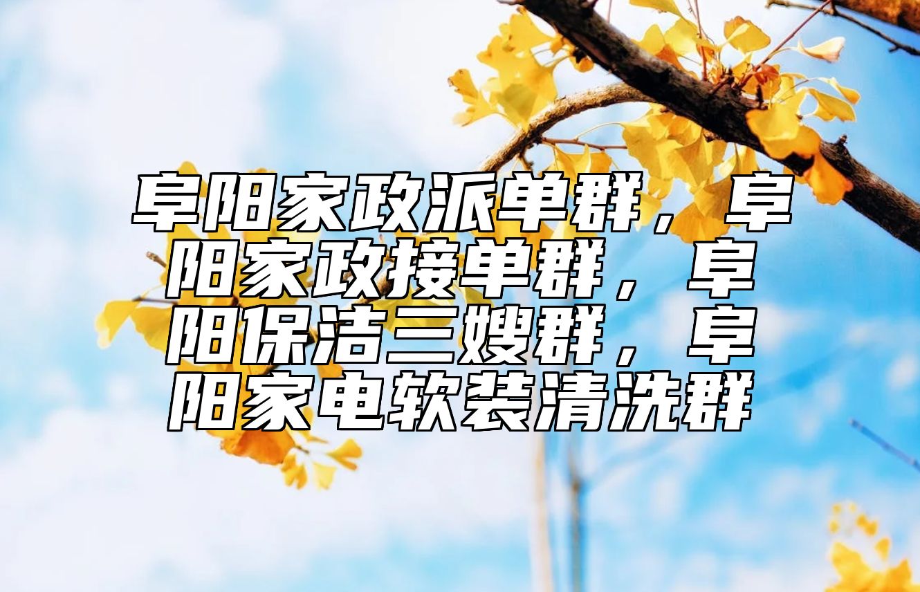 阜阳家政派单群，阜阳家政接单群，阜阳保洁三嫂群，阜阳家电软装清洗群