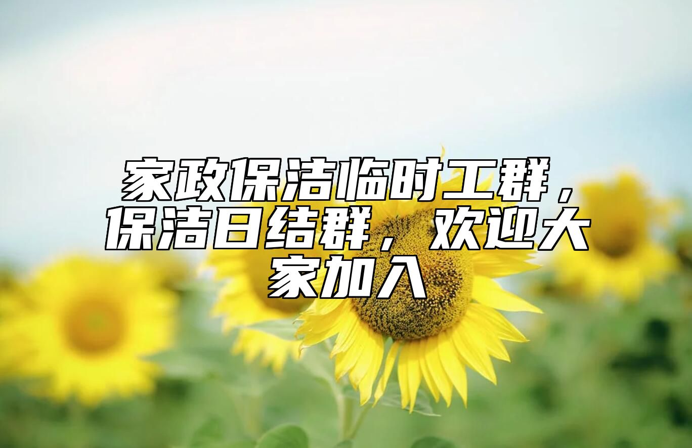 家政保洁临时工群，保洁日结群，欢迎大家加入