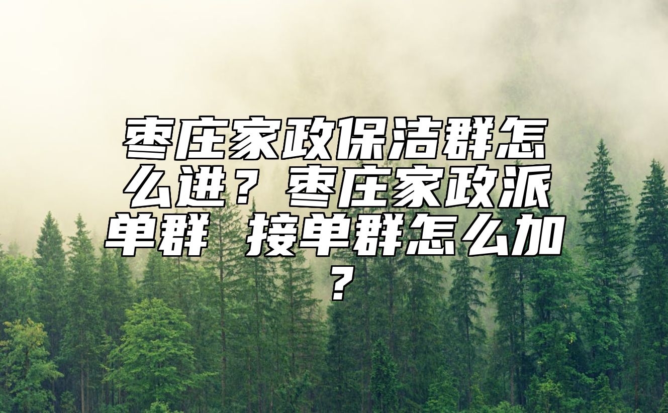枣庄家政保洁群怎么进？枣庄家政派单群 接单群怎么加？