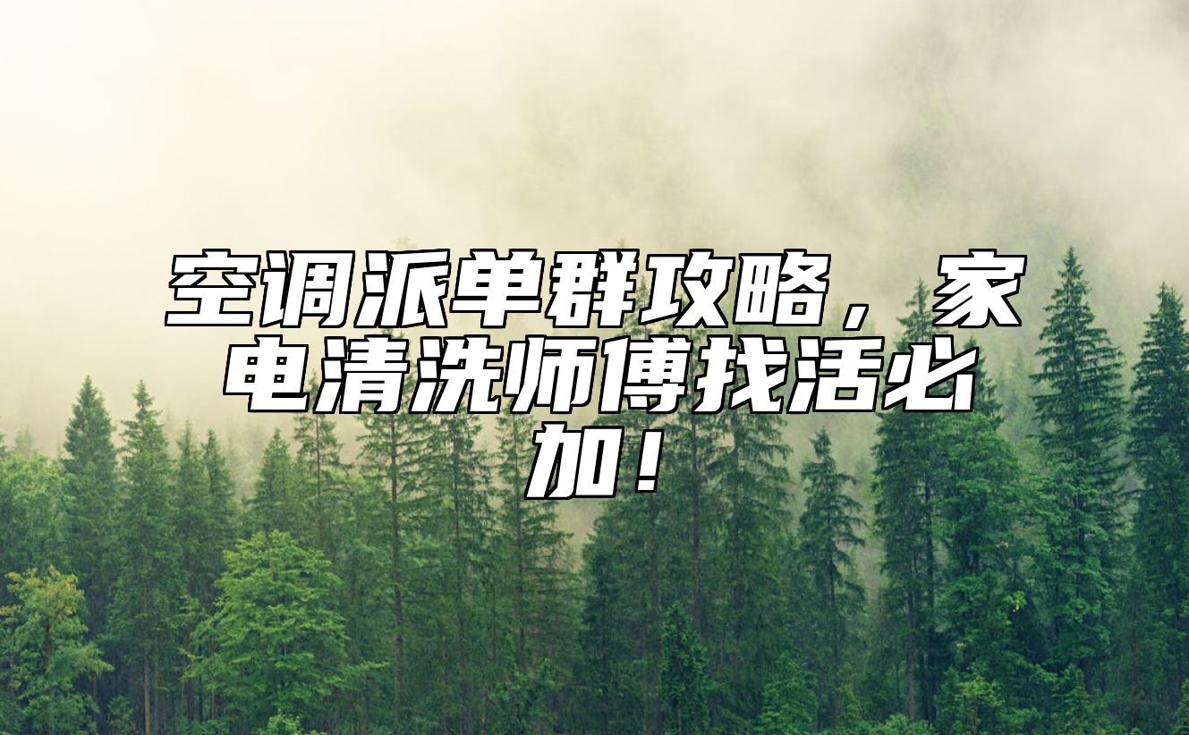 空调派单群攻略，家电清洗师傅找活必加！ 