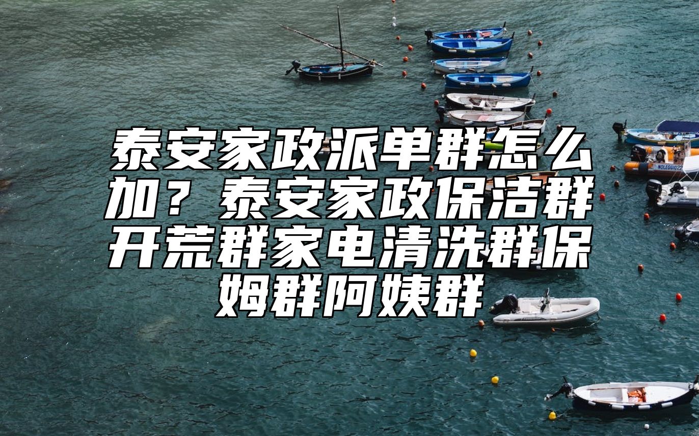 泰安家政派单群怎么加？泰安家政保洁群开荒群家电清洗群保姆群阿姨群 