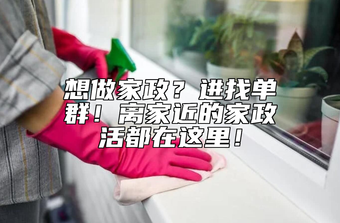 想做家政？进找单群！离家近的家政活都在这里！