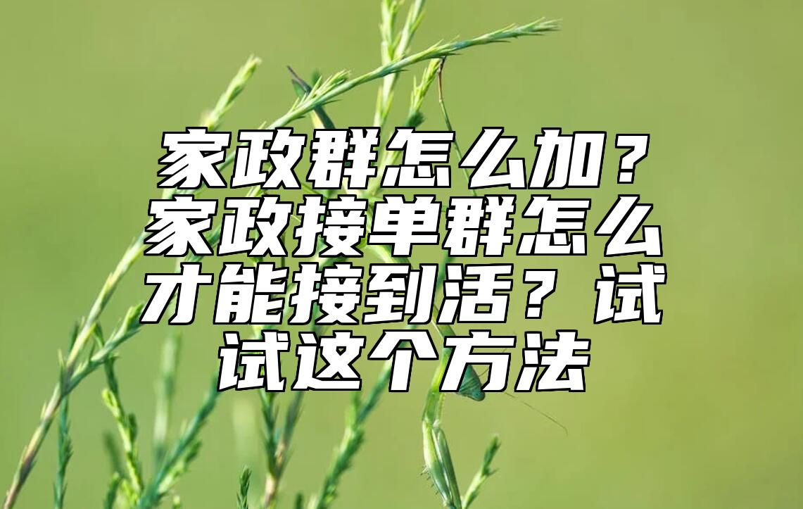家政群怎么加？家政接单群怎么才能接到活？试试这个方法 