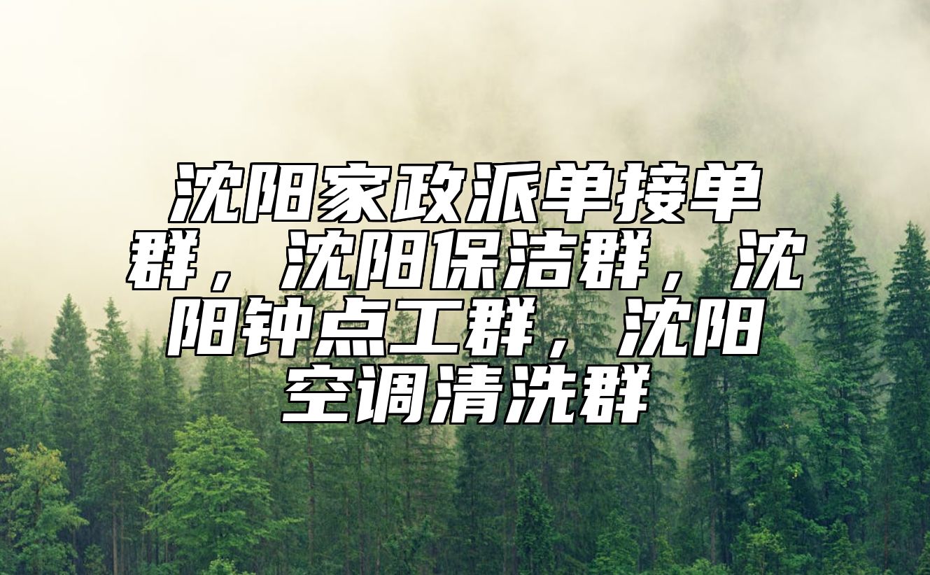 沈阳家政派单接单群，沈阳保洁群，沈阳钟点工群，沈阳空调清洗群 