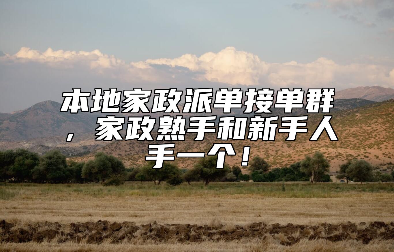本地家政派单接单群，家政熟手和新手人手一个！