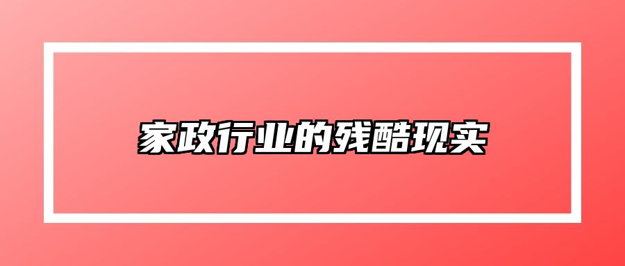 家政行业的残酷现实 