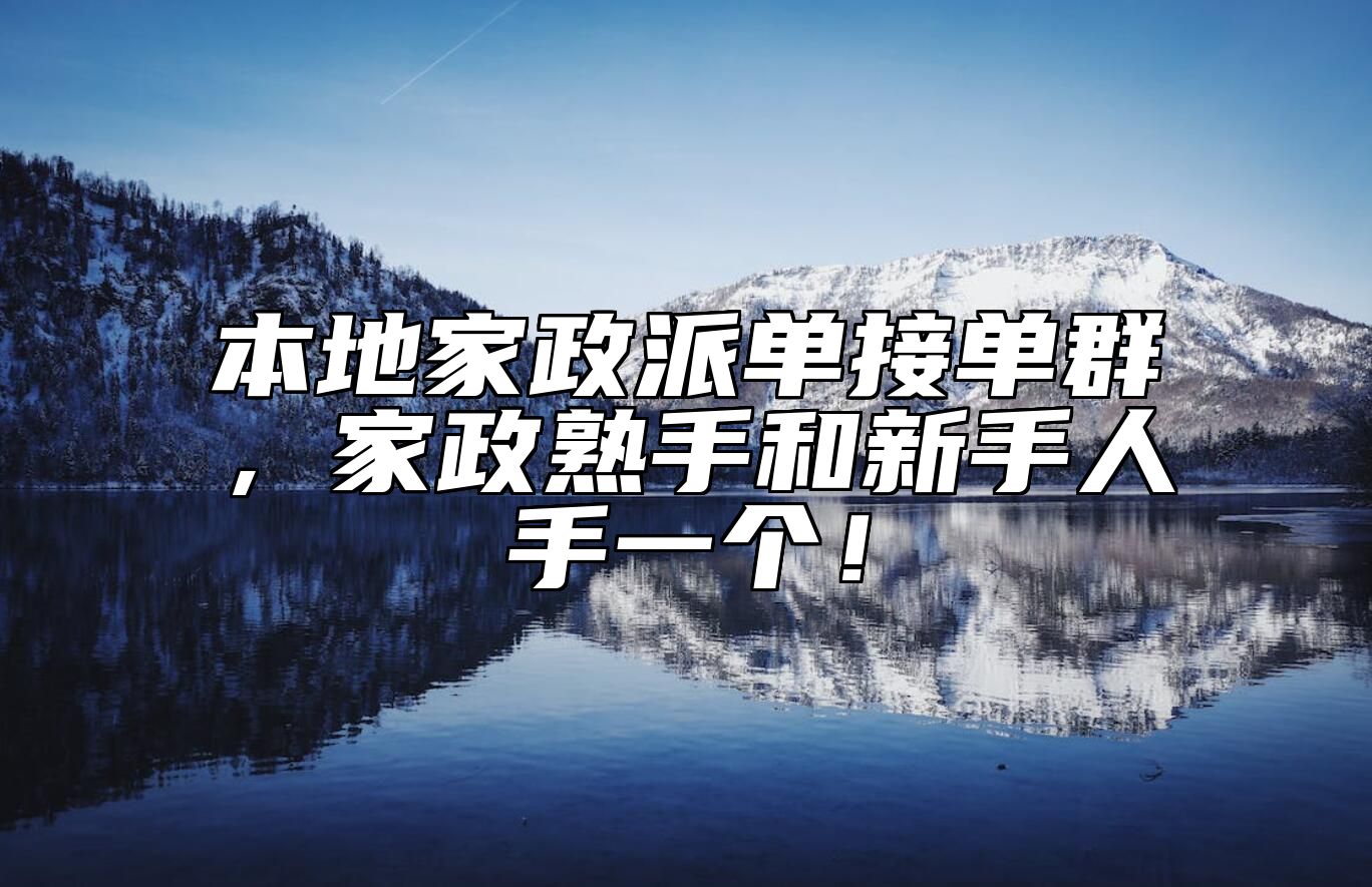 本地家政派单接单群，家政熟手和新手人手一个！
