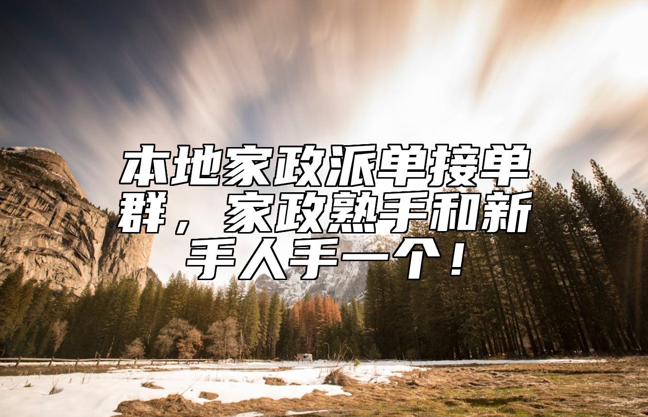 本地家政派单接单群，家政熟手和新手人手一个！