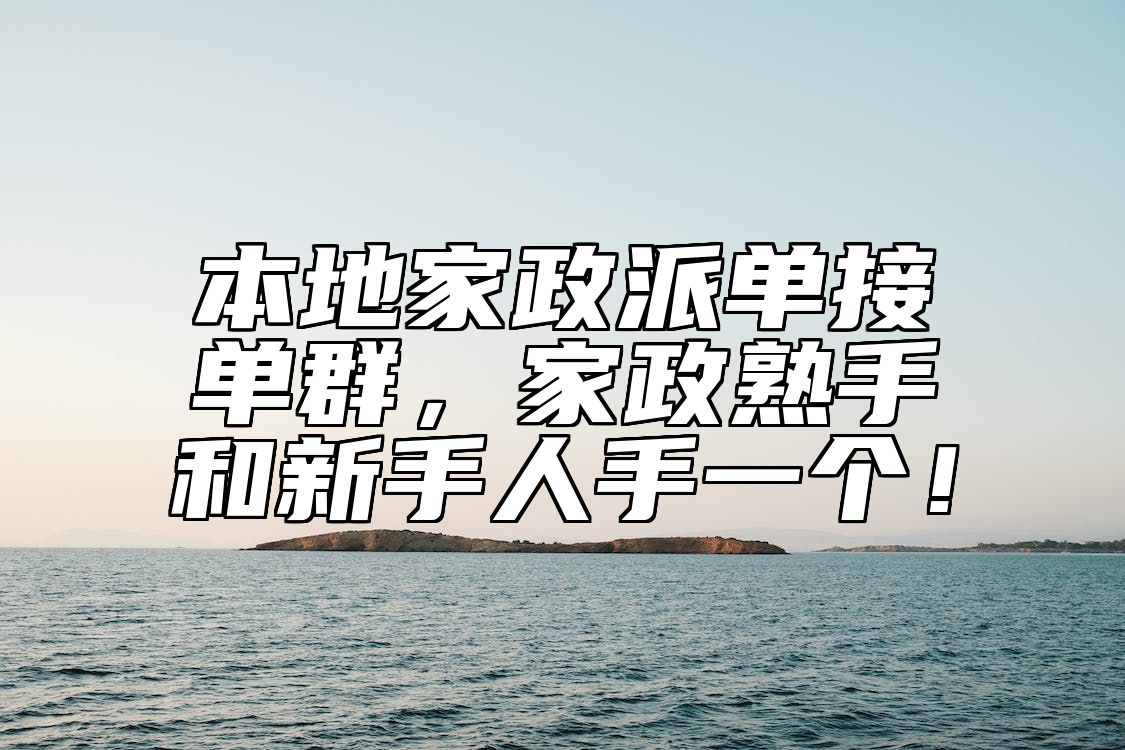 本地家政派单接单群，家政熟手和新手人手一个！