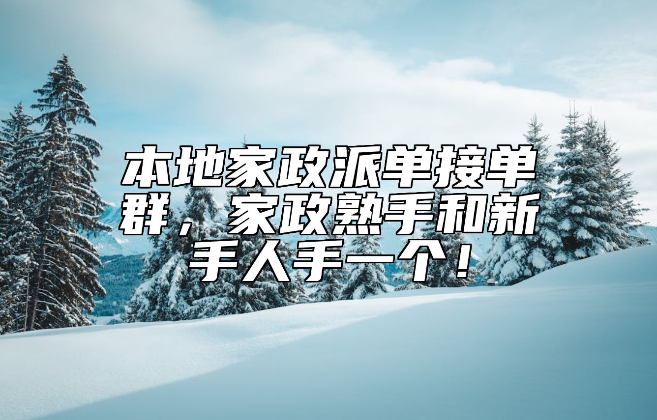 本地家政派单接单群，家政熟手和新手人手一个！