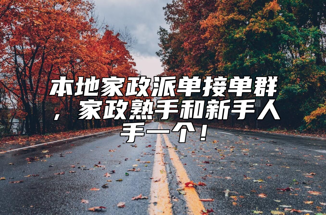 本地家政派单接单群，家政熟手和新手人手一个！