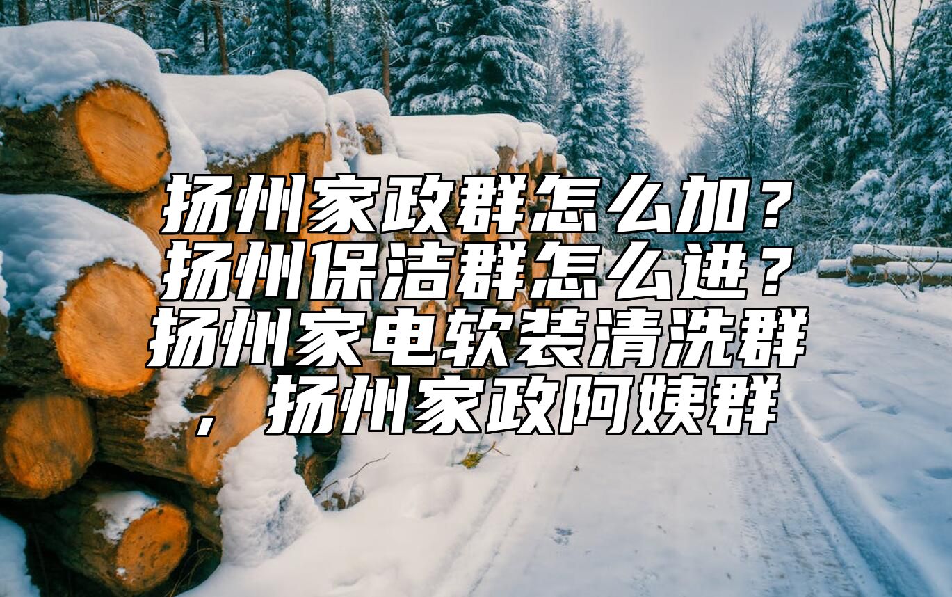 扬州家政群怎么加？扬州保洁群怎么进？扬州家电软装清洗群，扬州家政阿姨群 
