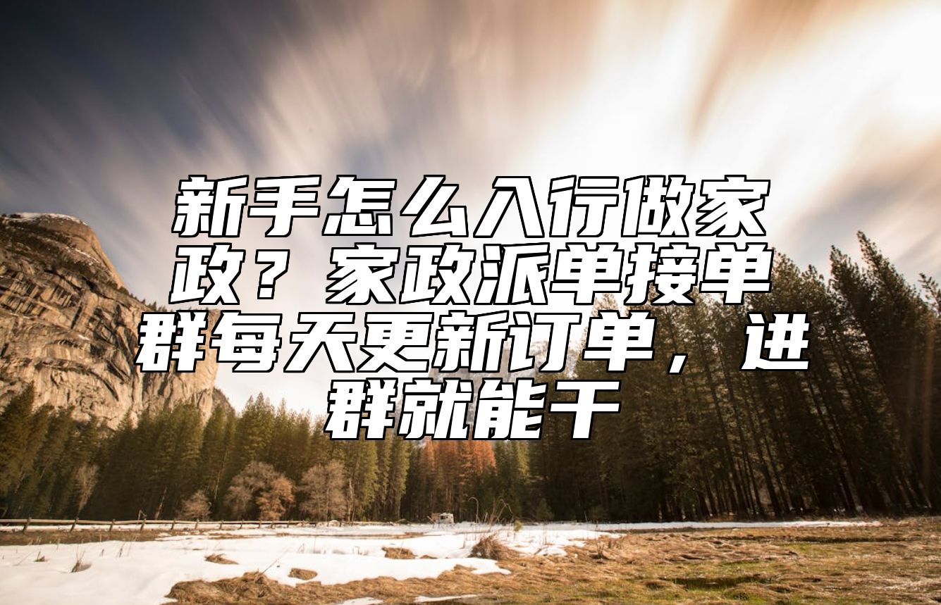 新手怎么入行做家政？家政派单接单群每天更新订单，进群就能干