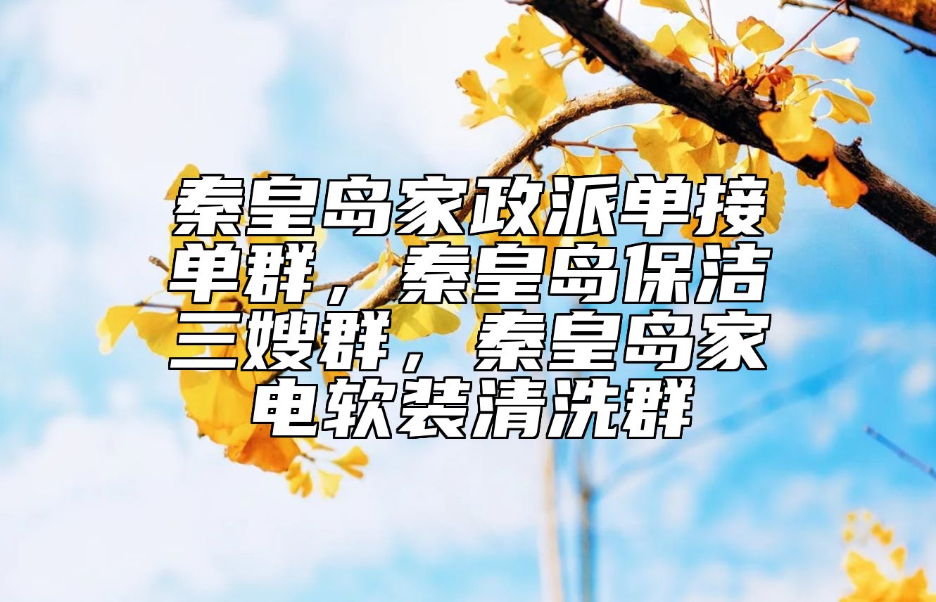 秦皇岛家政派单接单群，秦皇岛保洁三嫂群，秦皇岛家电软装清洗群 